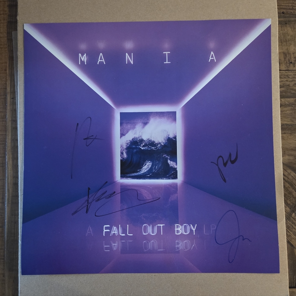Autographed Fall Out Boy MANIA Album Poster